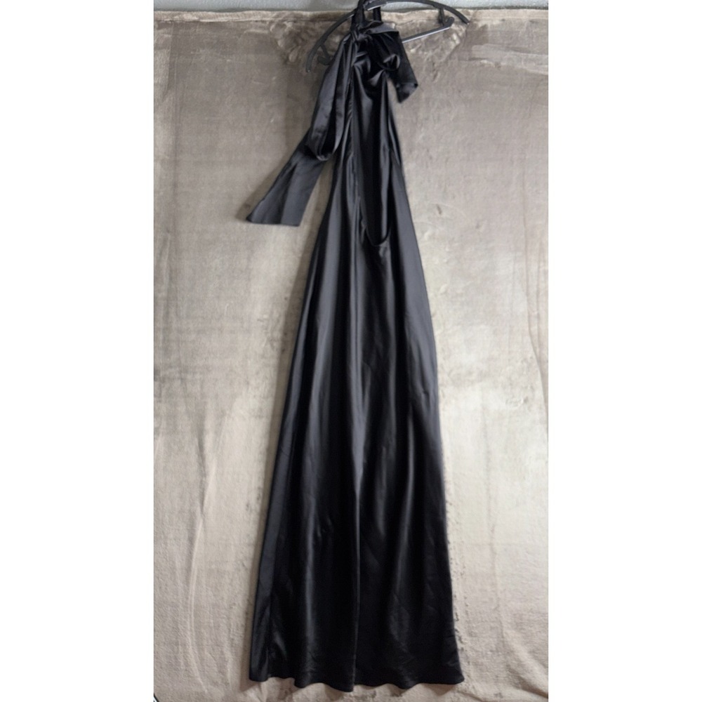 Show Me Your Mumu Lisa Maxi Dress Women Small Black Luxe Satin Self Lined Halter - Picture 6 of 16